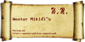 Wester Miklós névjegykártya